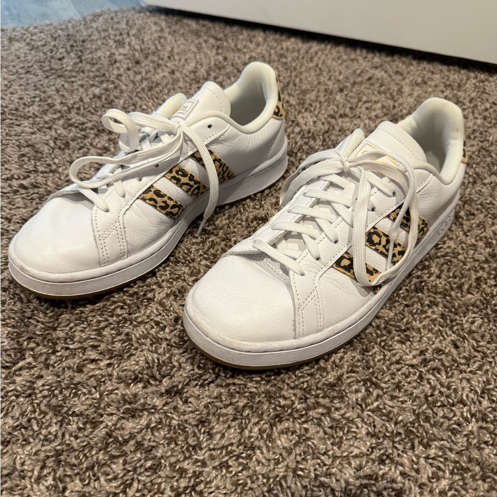 Adidas Leopard Print Grand Court Shoes Size 9.5